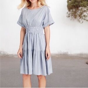 Vineyard Vines Smocked Waist Fit & Flare Striped Dress